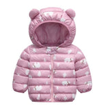 Cute 1- 5y baby girls jacket kids boys Light down coats with ear hoodie spring girl clothes infant clothing children's jackets