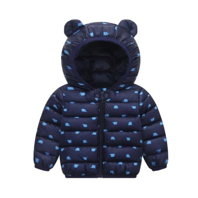 Cute 1- 5y baby girls jacket kids boys Light down coats with ear hoodie spring girl clothes infant clothing children's jackets