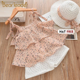 Bear Leader Girls Clothing Sets 2020 Summer Kids Clothes Floral Chiffon Halter+Embroidered Shorts Straw Children Clothing