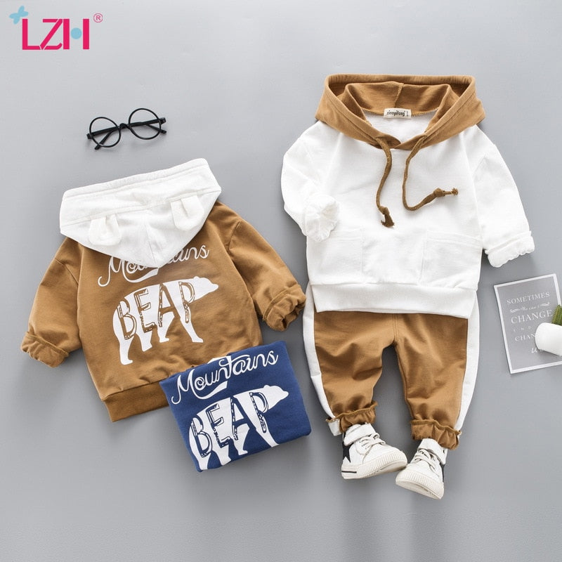 LZH Toddler Boys Clothes Autumn Winter Kids Girls Clothes Hooded+Pant 2pcs Outfit Suit Children Clothing For Boys Clothing Sets