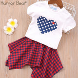 Humor Bear Baby Girls Clothes Sets 2020 Summer Dot flying sleeve top+strap dress+Headband 3-piece kids Children's Clothing Suit