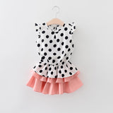 Humor Bear Baby Girls Clothes Sets 2020 Summer Dot flying sleeve top+strap dress+Headband 3-piece kids Children's Clothing Suit