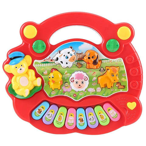 2 Types Farm Animal Sound Kids Piano Music Toy Musical Animals Sounding Keyboard Piano Baby Playing Type Musical Instruments