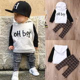 2pcs Toddler Kids Baby Boy Clothes Set OH Boy Hoodies Tops Casual Pants Plaid Clothing Boys Outfits