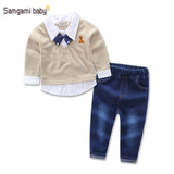 New Baby Boys Gentleman set Clothing Set,High quality Kids Suit jacket+T-Shirt+Pants 3Pcs Sport Clothes Suit,Boys Spring Clothes